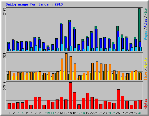 Daily usage for January 2015