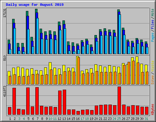 Daily usage for August 2019