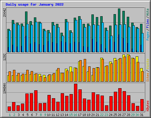 Daily usage for January 2022