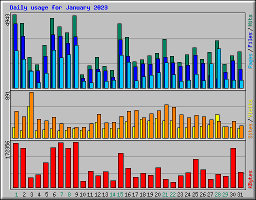 Daily usage for January 2023