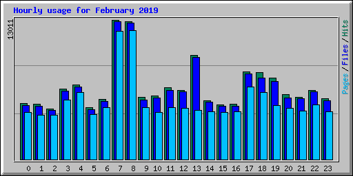 Hourly usage for February 2019