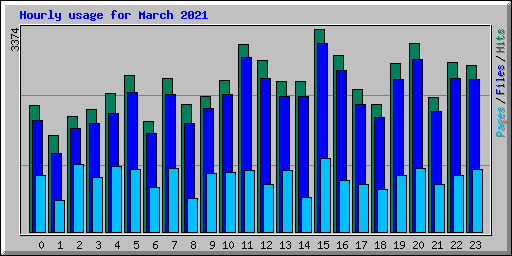 Hourly usage for March 2021
